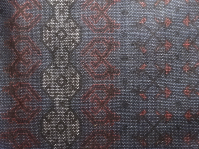 JAPANESE KIMONO / ANTIQUE KIMONO / SILK / DORO OSHIMA TSUMUGI (5 maruki) / WOVEN GEOMETRIC